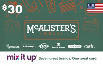 McAlister’s Deli USA Mix It Up® eGift Card $30 McAlister’s Deli USA Mix It Up® eGift Card $30